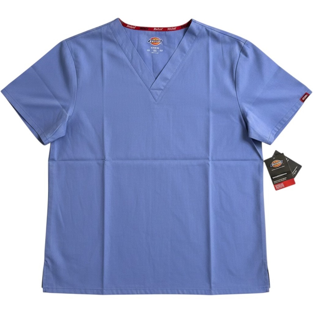 Dickies EDS Signature Unisex V-Neck Scrub Top Blue Large 86706 L/G/G NWT